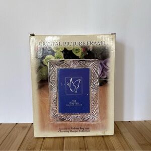 Vintage Lead Crystal Glass Freestanding 4x6 Picture Frame Ornate in Original Box